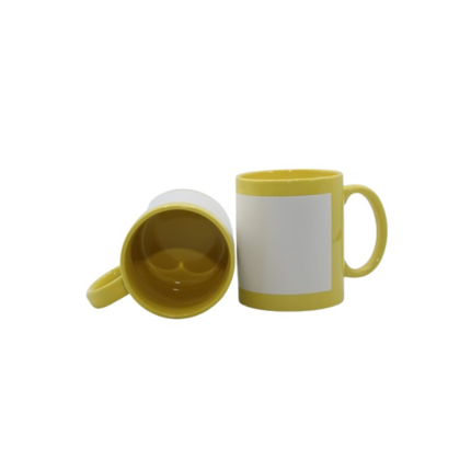 Yellow patched mugs