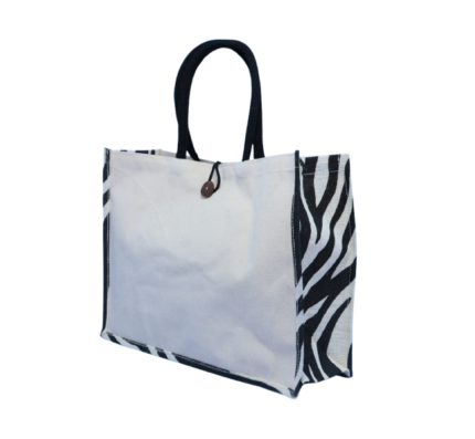 Zebra Pattern Jute Bag